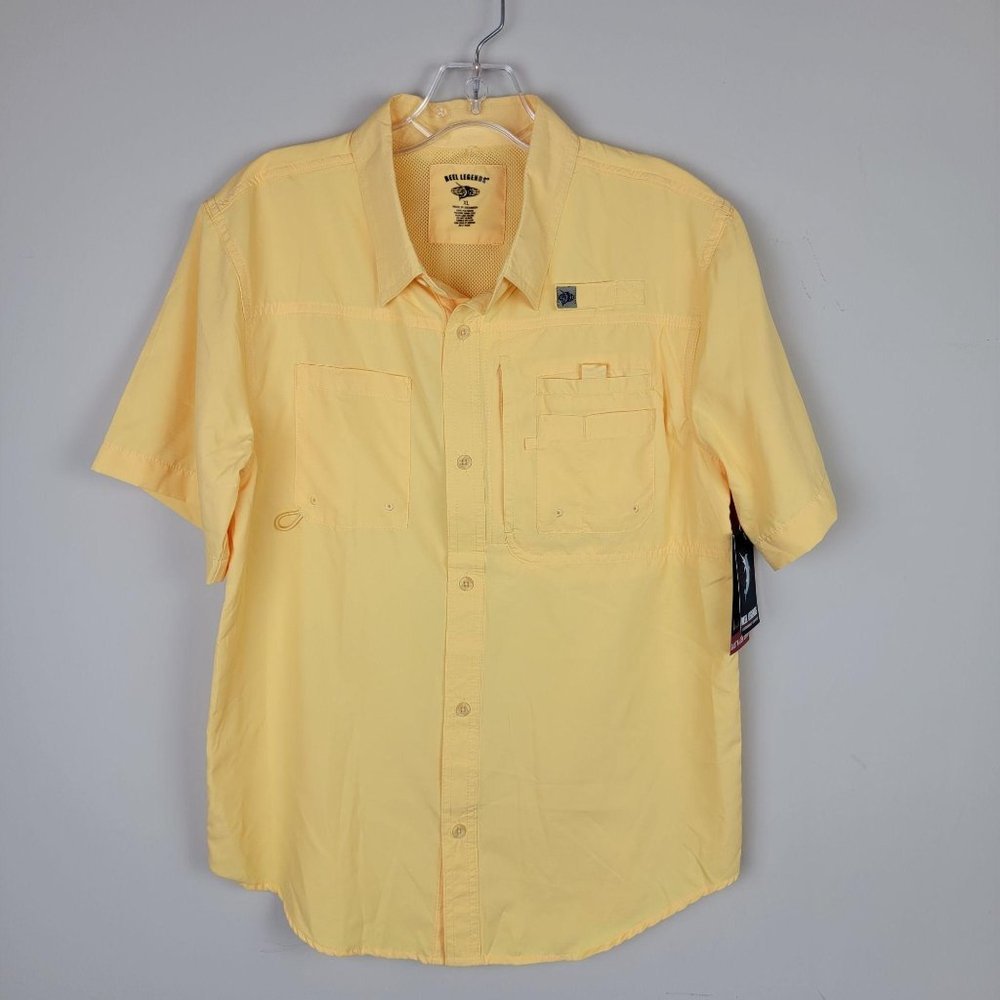 Reel Legends Yellow Light Weight Breathable Fishing Button Down Shirt S